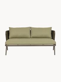 Sofa ogrodowa Harlow (2-osobowa), Tapicerka: 100% polipropylen, Stelaż: aluminium malowane proszk, Oliwkowozielona tkanina, taupe, S 165 x G 77 cm