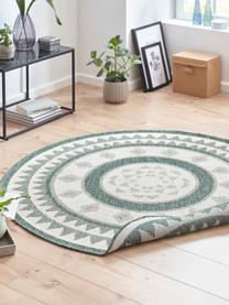 Tapis réversible intérieur-extérieur, rond Jamaica, Vert, couleur crème, imprimé, Ø 140 cm (taille M)