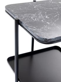 Mesa auxiliar Bennet, con tablero de mármol, Tablero: mármol, Estructura: acero pintado, Negro, An 39 x Al 45 cm