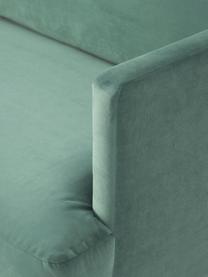 Petit canapé d'angle en velours Fluente, Velours bleu pétrole, larg. 198 x prof. 152 cm, méridienne à gauche