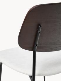 Dřevěné židle s čalouněnými sedáky Nadja, 2 ks, Krémově bílá, tmavé dřevo, Š 50 cm, H 53 cm