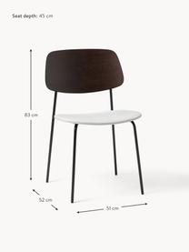 Houten stoelen Nadja met zitkussen, 2 stuks, Bekleding: polyester Met 80.000 schu, Poten: gepoedercoat metaalkleuri, Geweven stof crèmewit, donker hout, B 50 x D 53 cm