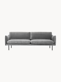 Divano 3 posti in velluto Moby, Rivestimento: velluto (rivestimento in , Struttura: legno di pino massiccio, , Piedini: metallo verniciato a polv, Velluto grigio, Larg. 220 x Prof. 95 cm