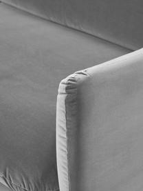 Sofa z aksamitu Moby (3-osobowa), Tapicerka: aksamit (wysokiej jakości, Stelaż: lite drewno sosnowe, Nogi: metal malowany proszkowo , Szary aksamit, S 220 x G 95 cm