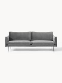 Samt-Sofa Moby (3-Sitzer), Bezug: Samt (Hochwertiger Polyes, Gestell: Massives Kiefernholz, Füße: Metall, pulverbeschichtet, Samt Grau, B 220 x T 95 cm