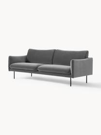 Samt-Sofa Moby (3-Sitzer), Bezug: Samt (Hochwertiger Polyes, Gestell: Massives Kiefernholz, Samt Grau, B 220 x T 95 cm