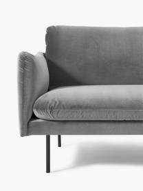 Canapé 3 places en velours Moby, Velours gris, larg. 220 x prof. 95 cm