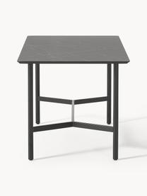 Tuineettafel Connor in marmerlook, Tafelblad: keramiek, Frame: gelakt metaal, Marmerlook, zwart, B 160 x D 85 cm