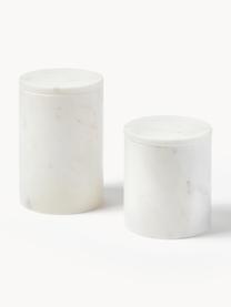 Set di 2 contenitori in marmo Agata, Marmo, Bianco marmorizzato, Set in varie misure