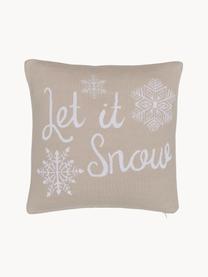 Kissenhülle Let It Snow, 100 % gekämmte Baumwolle, Beige, Weiß, B 40 x L 40 cm