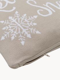 Housse de coussin 40x40 Let It Snow, 100 % coton peigné, Beige, blanc, larg. 40 x long. 40 cm