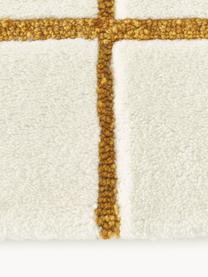 Tappeto in lana fatto a mano Kallie, Retro: 100% cotone Nel caso dei , Bianco latte, ocra, Larg. 80 x Lung. 150 cm (taglia XS)