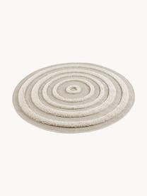 Tapis rond outdoor à effet relief Nador, 100 % polypropylène, Beige clair, blanc crème, Ø 160 cm (taille L)