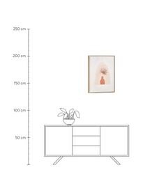 Gerahmter Digitaldruck Izem Flower, Rahmen: Mitteldichte Holzfaserpla, Bild: Leinwand, Weiß, Beige, Rosa, Helles Holz, B 50 x H 70 cm