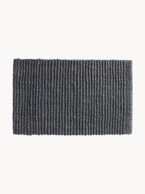 Zerbino tessuto a mano con struttura alta-bassa rialzata Lara, 100% juta, Grigio scuro, Larg. 60 x Lung. 90 cm