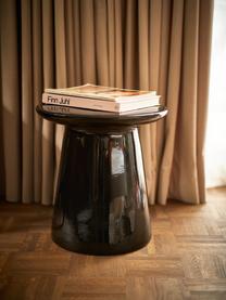 Kulatý odkládací stolek s lesklým povrchem Earthware, Kamenina, Černá, Ø 40 cm, V 43 cm