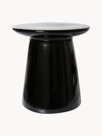 Table d'appoint ronde surface brillante Earthenware, Grès cérame, Noir, Ø 40 x haut. 43 cm