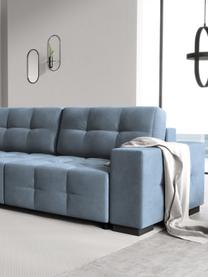 Divano letto 3 posti in velluto azzurro Uvite, Rivestimento: 100% velluto di poliester, Struttura: legno di pino massiccio, , Piedini: legno, Azzurro, Larg. 250 x Prof. 106 cm