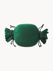 Sametový polštář ve tvaru bonbónu Pandora, Tmavě zelená, Ø 30 cm