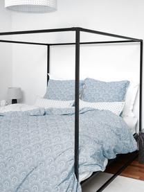 Vzorovaná obojstranná posteľná bielizeň z organickej bavlny Tiara, Modrá, biela, 240 x 220 cm + 2 vankúše 80 x 80 cm