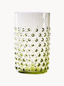 Handgemaakte waterglazen Hobnail met reliëf, 6 stuks, Glas, Olijfgroen, Ø 7 x H 11 cm, 200 ml