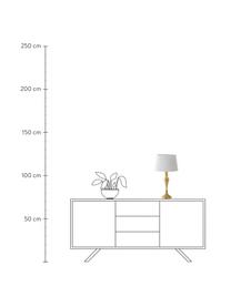 Grote tafellamp Brighton in messing, Lampenkap: katoen, Lampvoet: gelakt metaal, Wit, messingkleurig, Ø 25 x H 52 cm