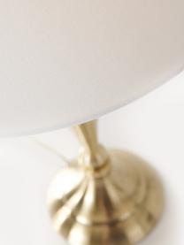 Grote tafellamp Brighton in messing, Lampenkap: katoen, Lampvoet: gelakt metaal, Wit, messingkleurig, Ø 25 x H 52 cm