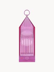 Prenosná exteriérová stolová LED lampa Lantern, Plast, Bledoružová, Š 10 x V 31 cm