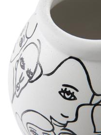 Vaso di design in ceramica con motivo People, Ceramica, Bianco, nero, Ø 18 x Alt. 21 cm