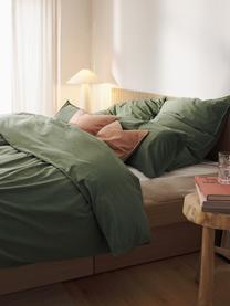 Housse de couette en percale de coton Debbie, Vert olive, larg. 200 x long. 200 cm