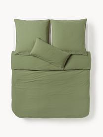 Housse de couette en percale de coton Debbie, Vert olive, larg. 200 x long. 200 cm