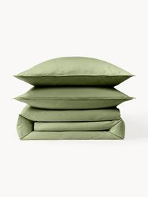 Housse de couette en percale de coton Debbie, Vert olive, larg. 200 x long. 200 cm