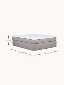 Boxspringbed Enya, Matras: 5-zones pocketvering, Poten: kunststof, Geweven stof grijs, B 140 x L 200 cm, hardheidsgraad H2