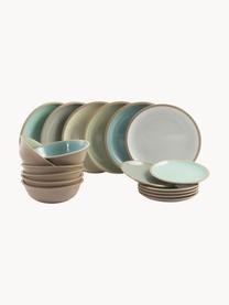 Serviesset Bistrot, 6 personen (18-delig), Keramiek, Groen-, beige- en blauwtinten, 6 personen (18-delig)