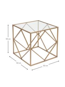 Tavolino da salotto dorato Cubo, Struttura: metallo rivestito, Dorato trasparente, Larg. 50 x Prof. 50 cm