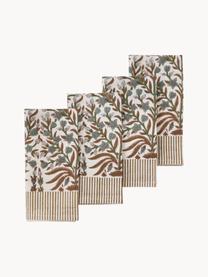 Textilné servítky s kvetinovým vzorom Jasmine, 4 ks, 100 %  bavlna, Olivovozelená, hnedá, lomená biela, Š 45 x D 45 cm