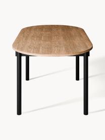 Ovaler Esstisch Mavi, in verschiedenen Grössen, Tischplatte: Mitteldichte Holzfaserpla, Beine: Metall, beschichtet, Eichenholz, Schwarz, B 200 x T 90 cm