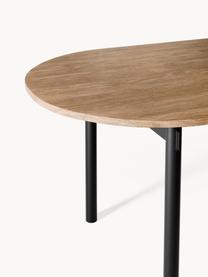 Mesa de comedor ovalada Mavi, tamaños diferentes, Tablero: tablero de fibras de dens, Patas: metal, recubierto, Madera de roble, negro, An 200 x F 90 cm