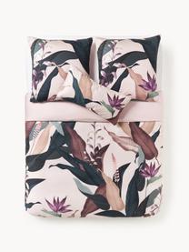 Funda nórdica de satén Flora, Rosa claro, Cama 90 cm (155 x 220 cm)