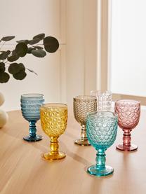 Verres à vin multicolore avec embossage décoratif, 6 élém., Verre, Multicolore, transparent, Ø 9 x haut. 17 cm