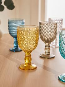 Verres à vin multicolore avec embossage décoratif, 6 élém., Verre, Multicolore, transparent, Ø 9 x haut. 17 cm