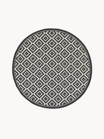 Tapis rond d'extérieur Miami, 86 % polypropylène, 14 % polyester, Noir, blanc, Ø 200 cm (taille L)