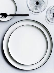 Assiette plate faite main, émail/mat Esrum, 4 pièces, Blanc ivoire, gris-brun, Ø 28 cm