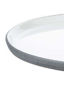 Assiette plate faite main, émail/mat Esrum, 4 pièces, Blanc ivoire, gris-brun, Ø 28 cm