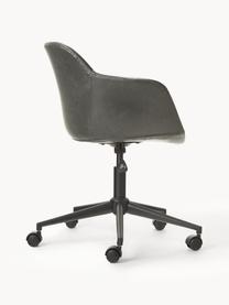 Krzesło biurowe ze sztucznej skóry Fiji, obrotowe, Tapicerka: skóra ekologiczna (100% p, Stelaż: metal malowany proszkowo, Szara skóra ekologiczna, S 66 x G 66 cm