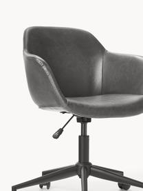 Krzesło biurowe ze sztucznej skóry Fiji, obrotowe, Tapicerka: skóra ekologiczna (100% p, Stelaż: metal malowany proszkowo, Szara skóra ekologiczna, S 66 x G 66 cm
