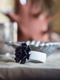 Rond de serviette de table blanc/noir Water Lily, 6 pièces, Dolomie, Blanc, noir, larg. 5 x haut. 6 cm