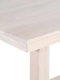 Verlengbare eettafel Brooklyn met massief houten blad, 170 - 220 x 95 cm, Massief, wit gewassen en geolied eikenhout, Eikenhout, wit gewassen, B 170 tot 220 x D 95 cm