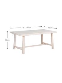 Table extensible en chêne massif Brooklyn, 170 - 220 x 95 cm, Bois de chêne, massif, blanc délavé et huilé, Bois de chêne, blanc délavé, larg. de 170 à 220 x prof. 95 cm