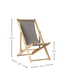 Tumbona plegable de madera de acacia Zoe, Estructura: madera de acacia, aceitad, Asiento: tejido (100% poliéster), Madera de acacia, gris claro, An 58 x Al 98 cm